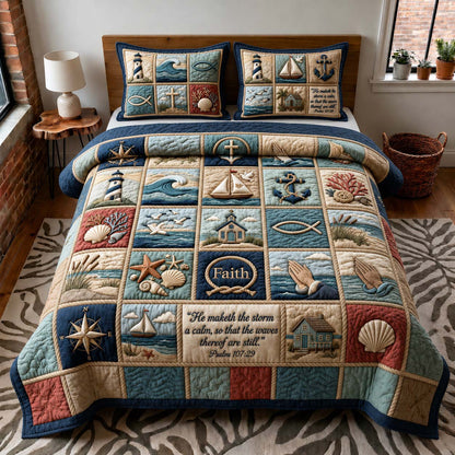 Faith Harbor 3-Piece Quilted Bedding Set GDTONTD461