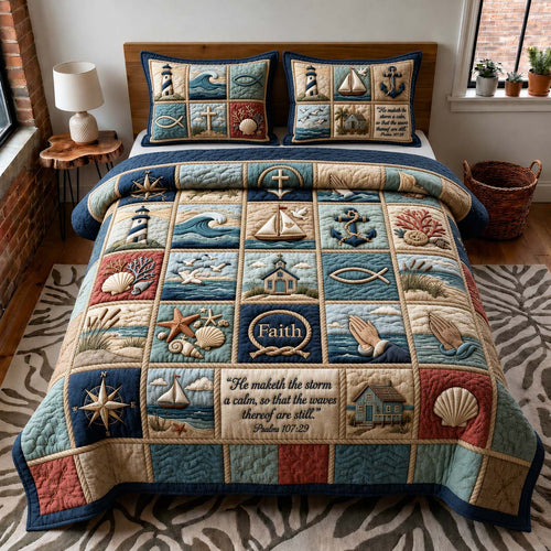 Faith Harbor 3-Piece Quilted Bedding Set GDTONTD461