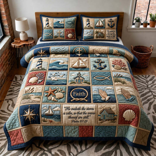 Faith Harbor 3-Piece Quilted Bedding Set GDTONTD461