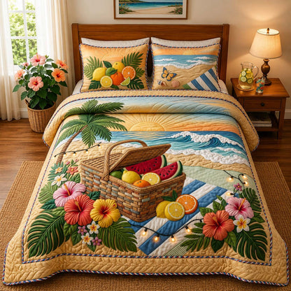 Coastal Picnic 3-Piece Quilted Bedding Set GDTONTD509