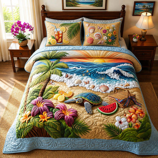 Tropical Turtle 3-Piece Quilted Bedding Set GDTONTD511