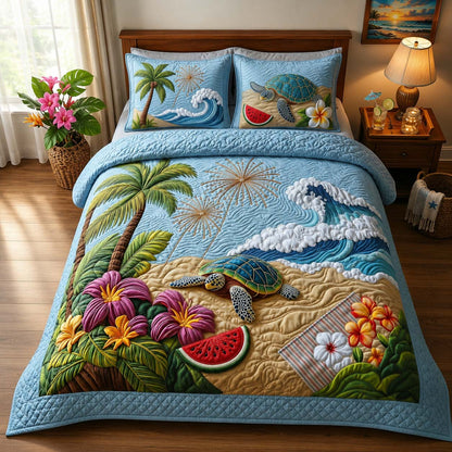 Sea Turtle 3-Piece Quilted Bedding Set GDTONTD514
