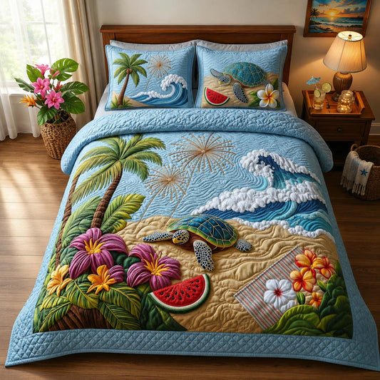 Sea Turtle 3-Piece Quilted Bedding Set GDTONTD514