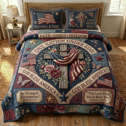 Faithful Freedom 3-Piece Quilted Bedding Set GDTONTD515