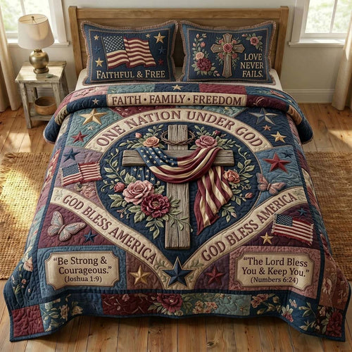 Faithful Freedom 3-Piece Quilted Bedding Set GDTONTD515