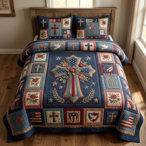 Liberty Cross 3-Piece Quilted Bedding Set GDTONTD519