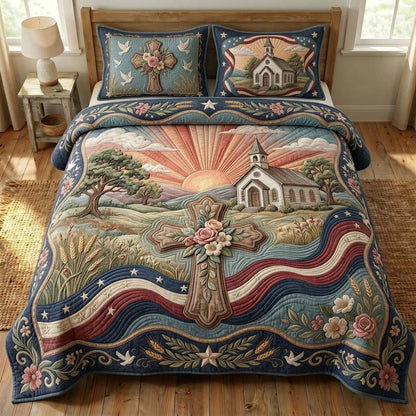 Country Chapel 3-Piece Quilted Bedding Set GDTONTD521