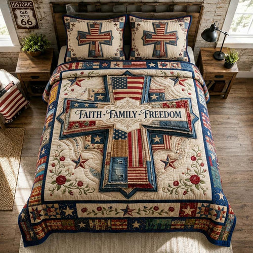 Faith Family Freedom 3-Piece Quilted Bedding Set GDTONTD551