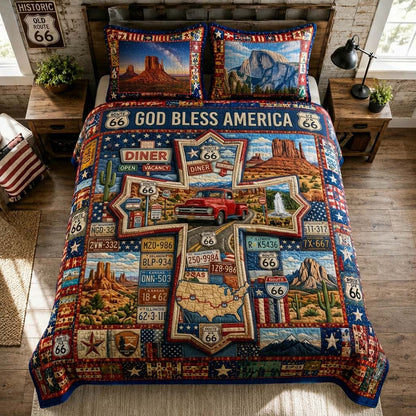 Route 66 Americana 3-Piece Quilted Bedding Set GDTONTD555