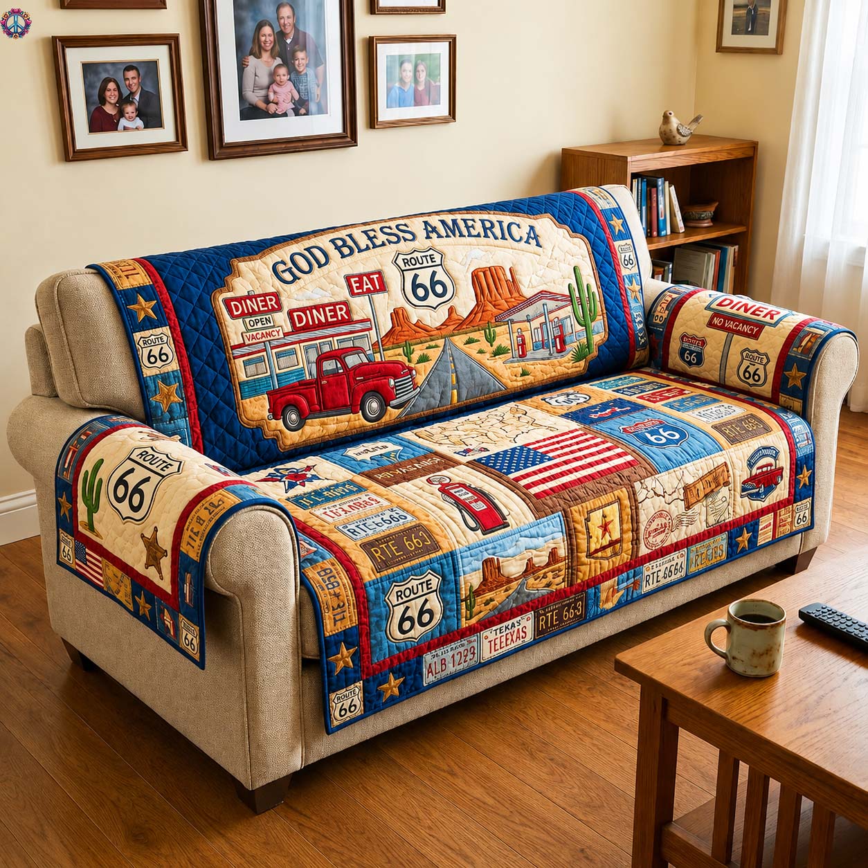 Route 66 Blessing  Quilted Sofa Cover GDTONTD574