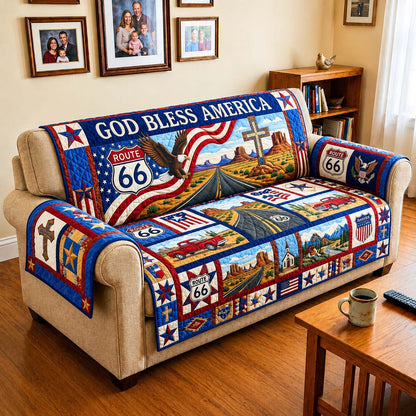 God Bless America  Quilted Sofa Cover GDTONTD576