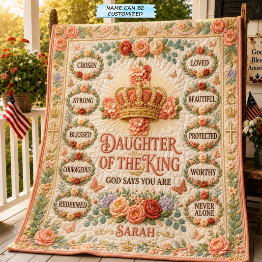 Golden Rose Crown Quilted Blanket QTCUZ GDTONTD611