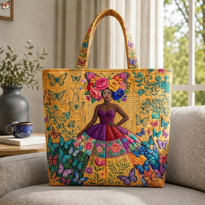 Golden Butterfly Queen Quilted Tote Bag GDTONTD617