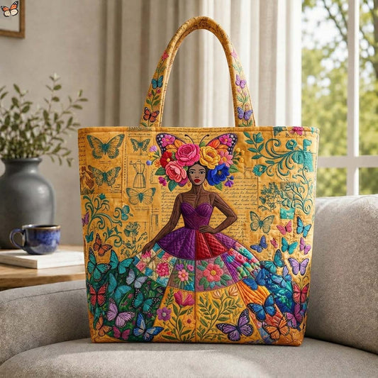 Golden Butterfly Queen Quilted Tote Bag GDTONTD617