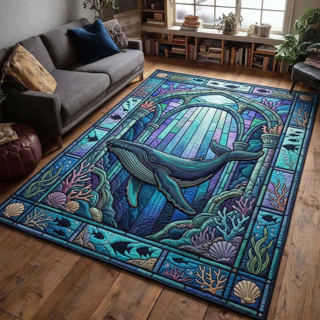 Stained Glass Whale Area Rug GDTONTD633