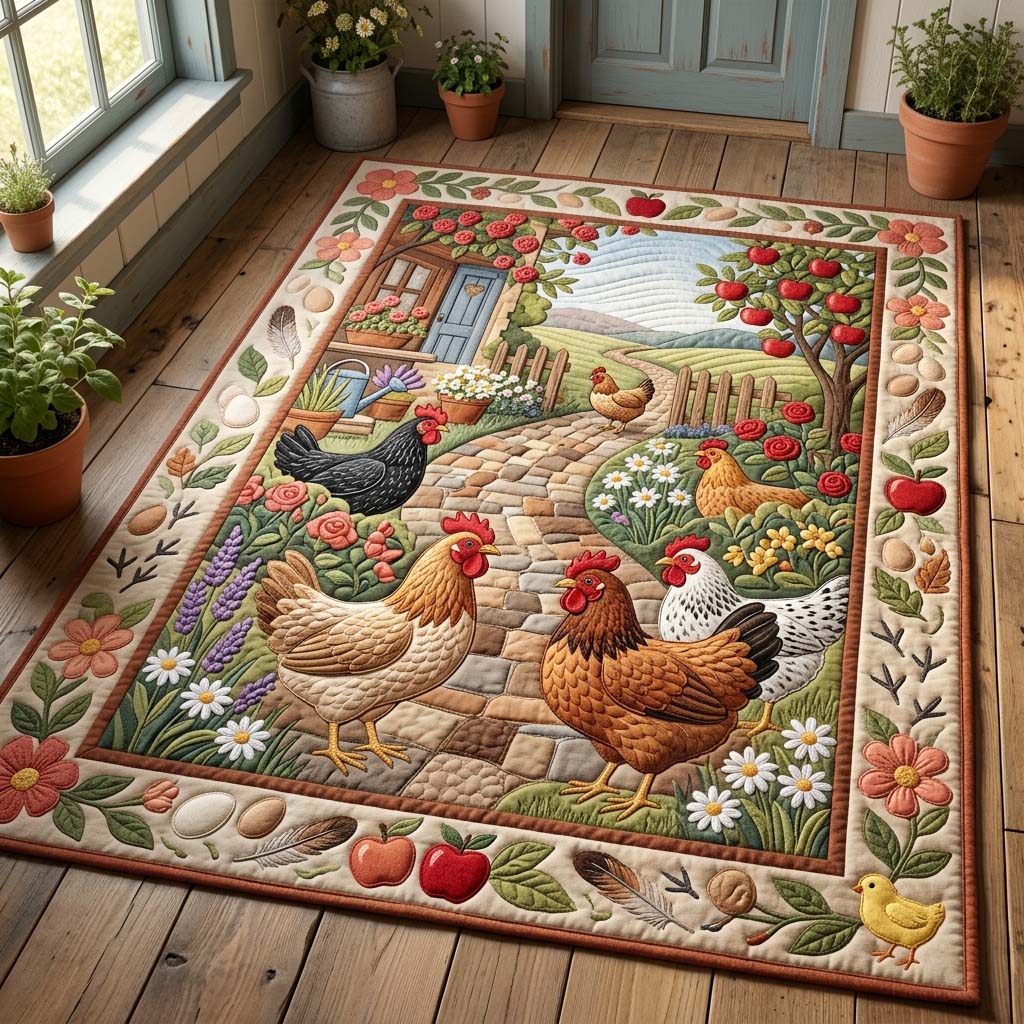 Country Hen Path Area Rug GDTONTD646