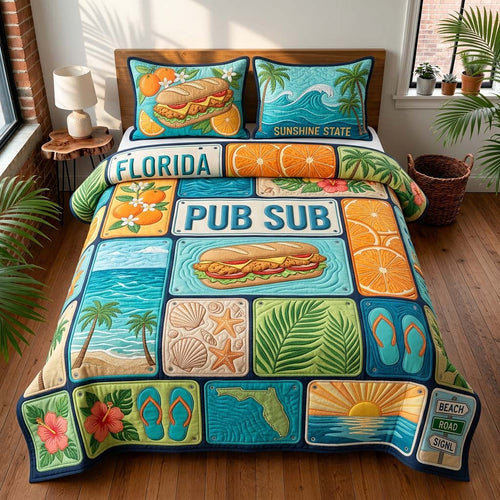 Sunshine Pub Sub 3-Piece Quilted Bedding Set GDTONTD673