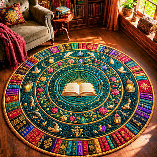 Library Bloom Quilted Round Mat GDTONTD721