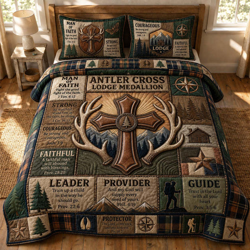 Lodge Medallion 3-Piece Quilted Bedding Set GDTONTD750