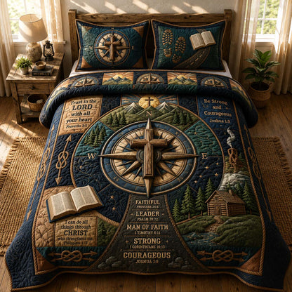 Compass Cross 3-Piece Quilted Bedding Set GDTONTD753