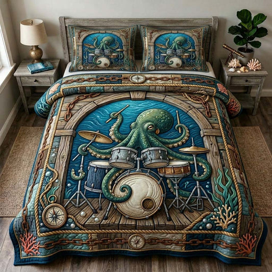 Harbor Stage Octopus 3-Piece Quilted Bedding Set GDTONTD788
