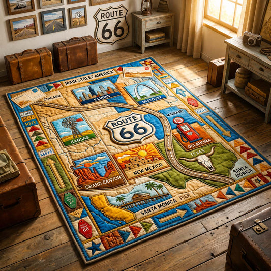 Historic Route Map Area Rug GDTONTD792