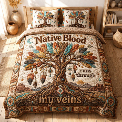 Native Blood Roots 3-Piece Quilted Bedding Set GDTONTD861