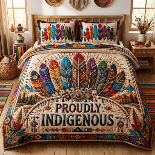 Proudly Indigenous Pride 3-Piece Quilted Bedding Set GDTONTD862