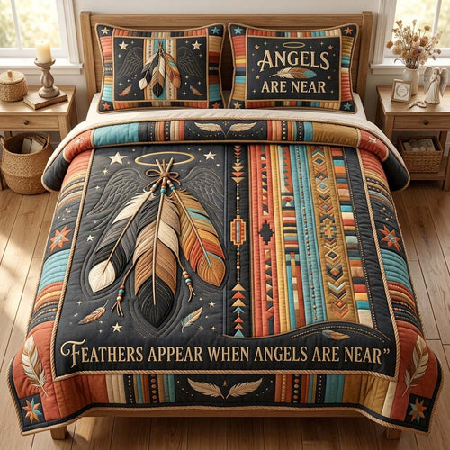 Sacred Feather Angels 3-Piece Quilted Bedding Set GDTONTD868