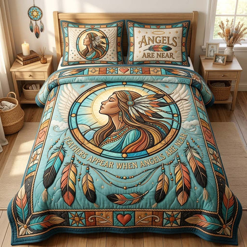 Sacred Angel Portrait 3-Piece Quilted Bedding Set GDTONTD870