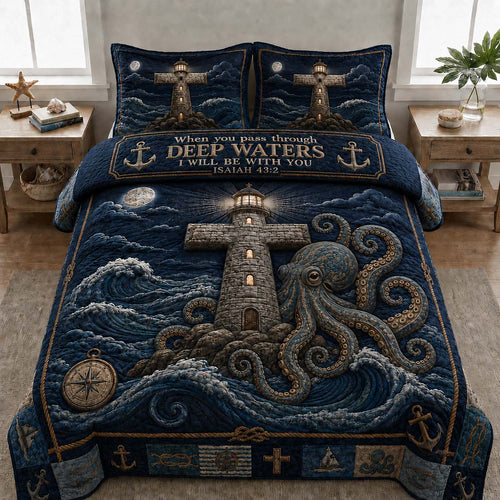 Deep Waters Beacon 3-Piece Quilted Bedding Set GDTONTD923