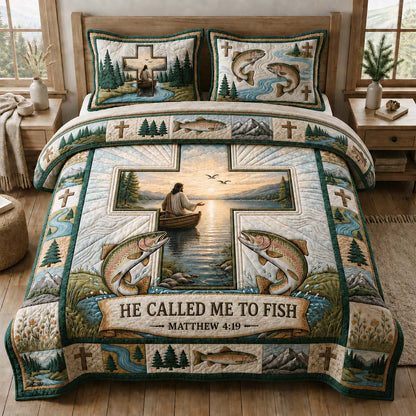 Called To Fish 3-Piece Quilted Bedding Set GDTONTD928