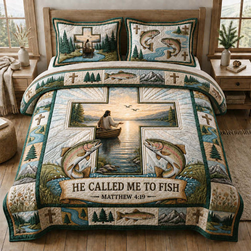 Called To Fish 3-Piece Quilted Bedding Set GDTONTD928