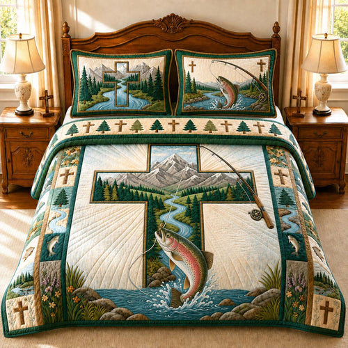 Hooked By Faith 3-Piece Quilted Bedding Set GDTONTD929