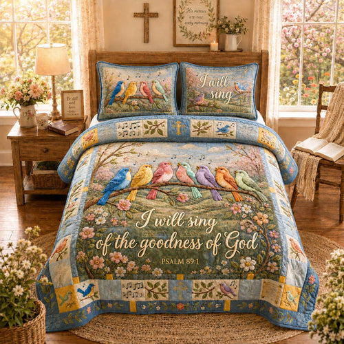 Goodness Song Birds 3-Piece Quilted Bedding Set GDTONTD949