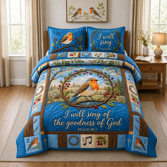Psalm Robin Song 3-Piece Quilted Bedding Set GDTONTD952