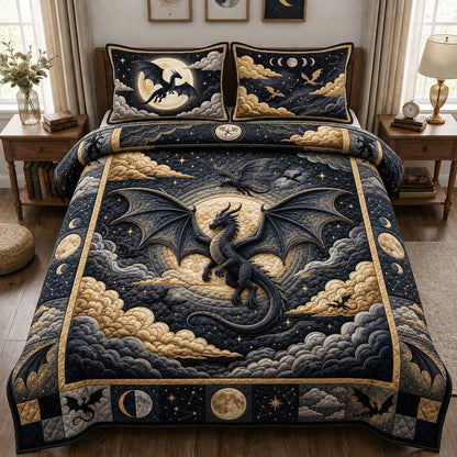 Moonlit Dragon Flight 3-Piece Quilted Bedding Set GDTONTD960