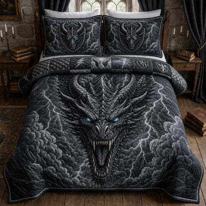 Storm Dragon Roar 3-Piece Quilted Bedding Set GDTONTD962