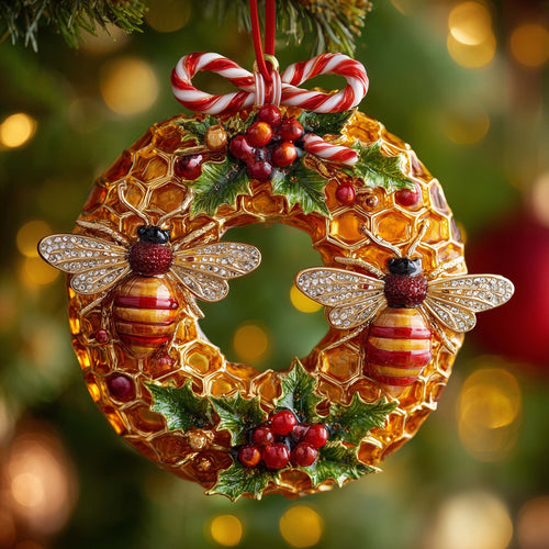 Golden Hive Bee Christmas Mica Ornament GFSPHD119