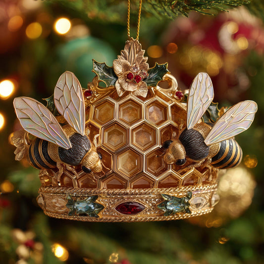 Golden Hive Bee Christmas Mica Ornament GFSPHD120