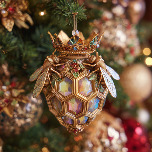 Golden Hive Bee Christmas Mica Ornament GFSPHD121