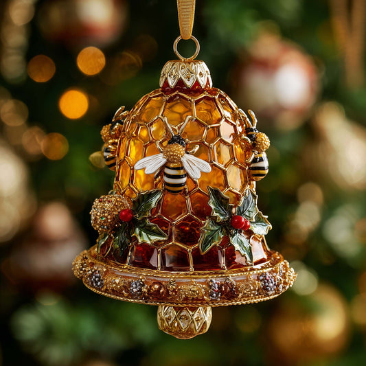Golden Hive Bee Christmas Mica Ornament GFSPHD126