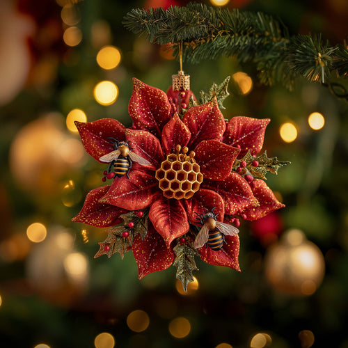 Golden Hive Bee Christmas Mica Ornament GFSPHD127