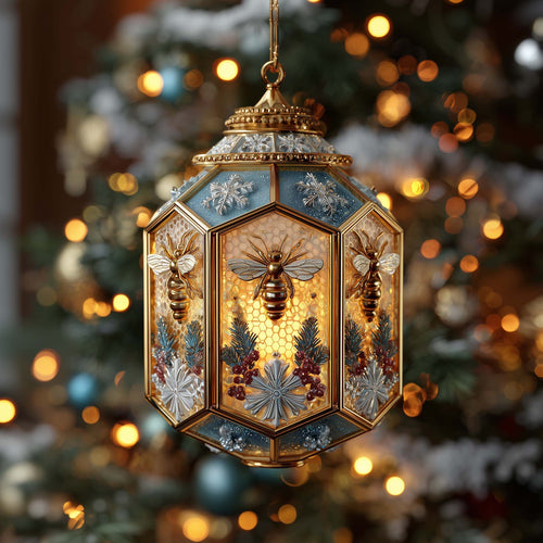 Golden Hive Bee Christmas Mica Ornament GFSPHD128