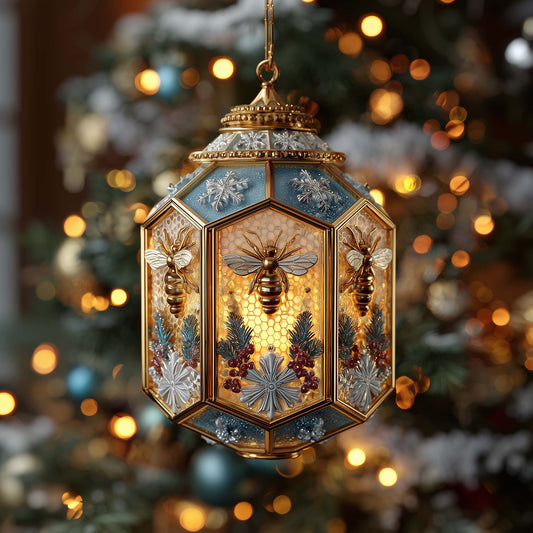 Golden Hive Bee Christmas Mica Ornament GFSPHD128