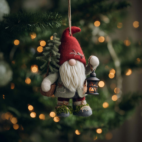 Woodland Gift Gnome Christmas Mica Ornament GFSPHD35