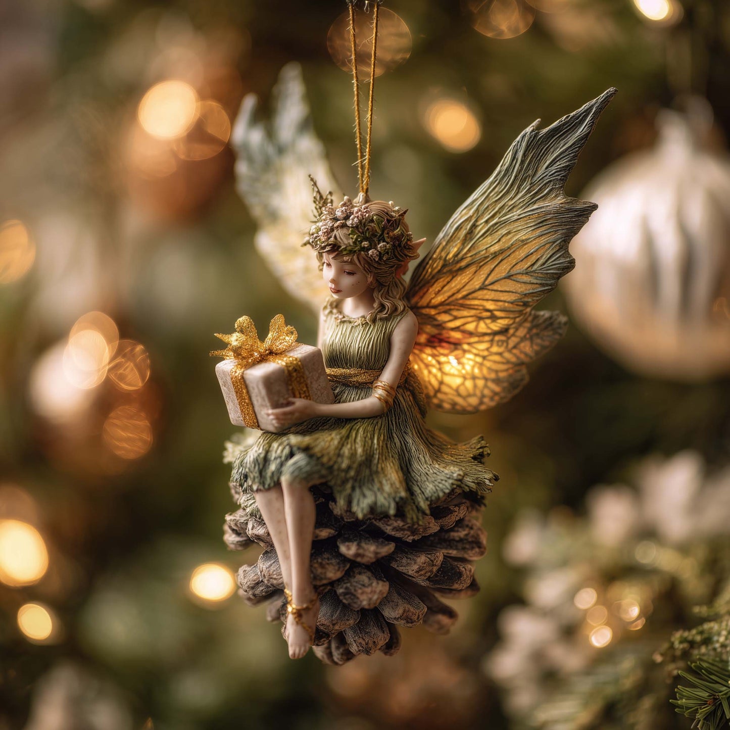 Woodland Gift Fairy Christmas Mica Ornament GFSPHD44