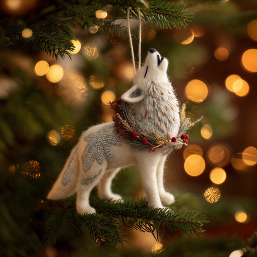 Snow Howler Wolf Christmas Mica Ornament GFSPHD49