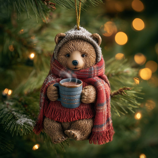 Cozy Winter Bear Christmas Mica Ornament GFSPHD51