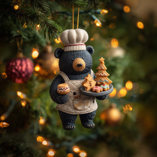 Forest Baker Bear Christmas Mica Ornament GFSPHD52